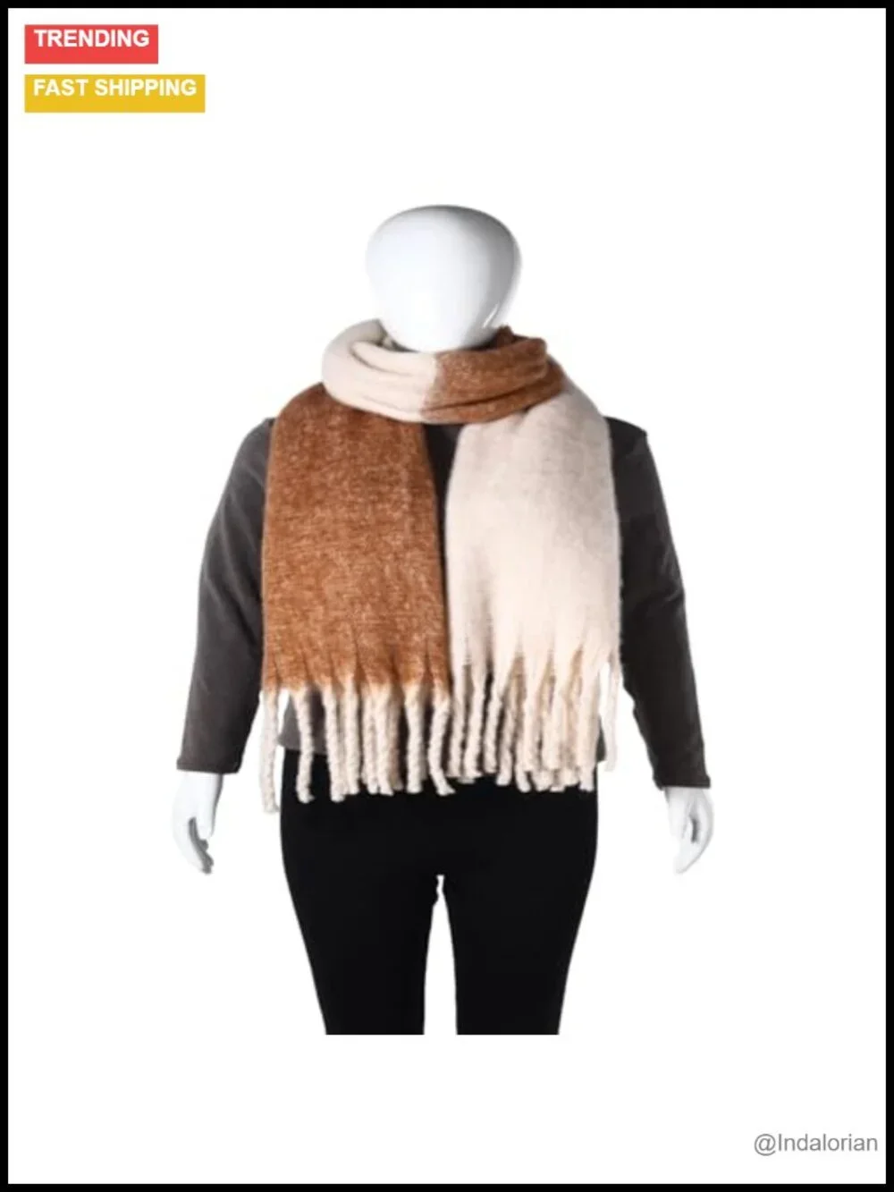Oversized Chunky Blanket Scarf Wrap with Tassels